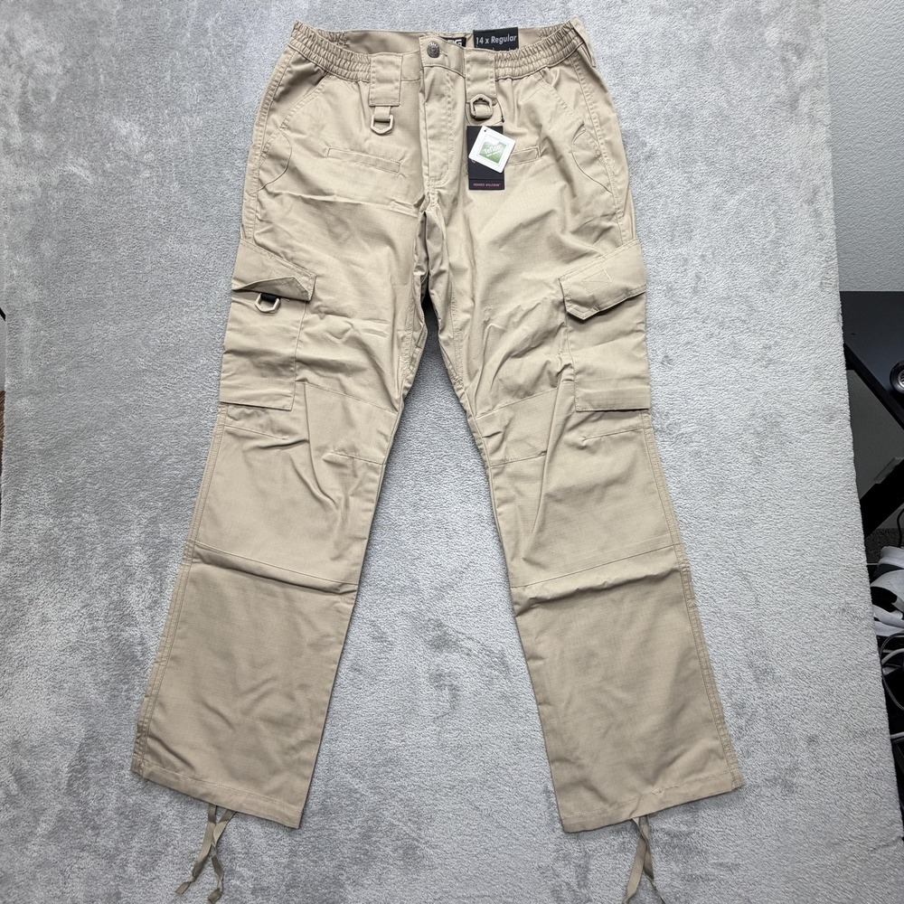 LAPG Pants Womens 14 Beige Cargo Operator Tactical Ripstop Elastic Waist Pockets